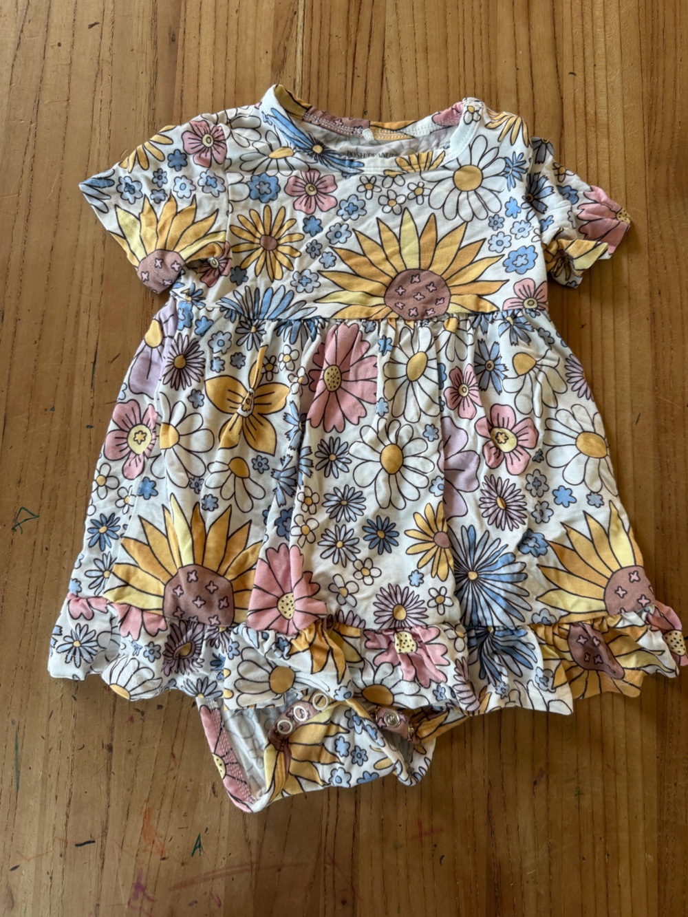 Posh Peanut Yellow and Cream Floral Baby Dress